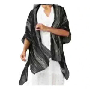 Womens Sonoma Ruana Shawl Beach Coverup Textured Striped Black One Size NWT